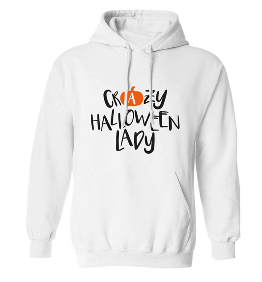 Crazy halloween lady adults unisex white hoodie 2XL