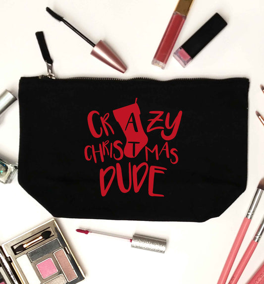 Crazy Christmas Dude black makeup bag