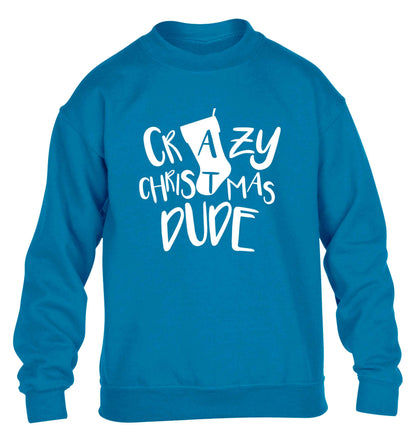 Crazy Christmas Dude children's blue sweater 12-13 Years