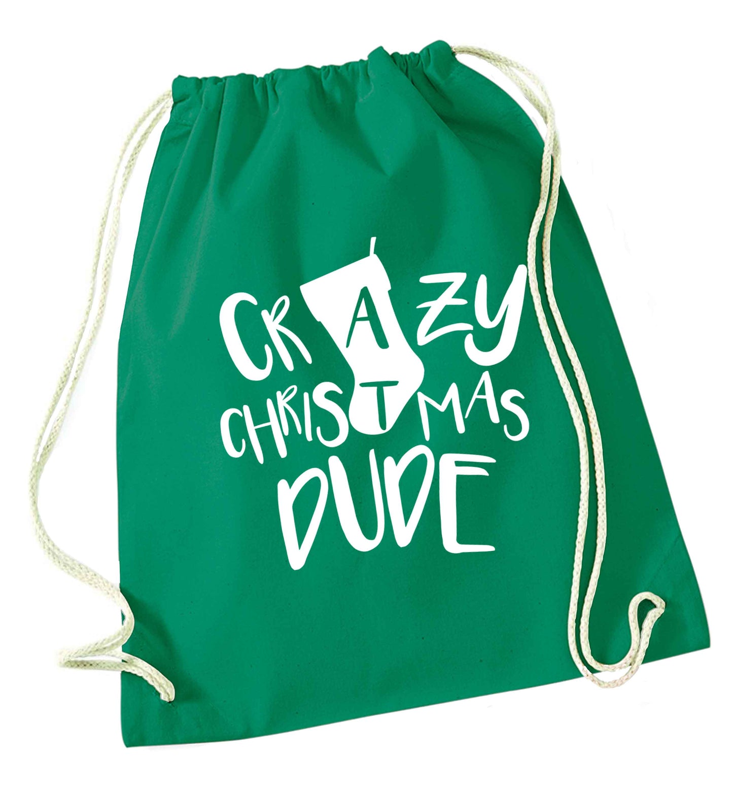 Crazy Christmas Dude green drawstring bag