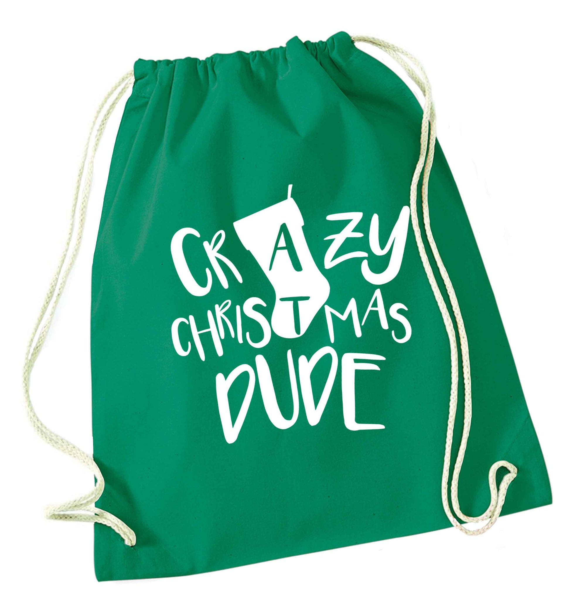Crazy Christmas Dude green drawstring bag