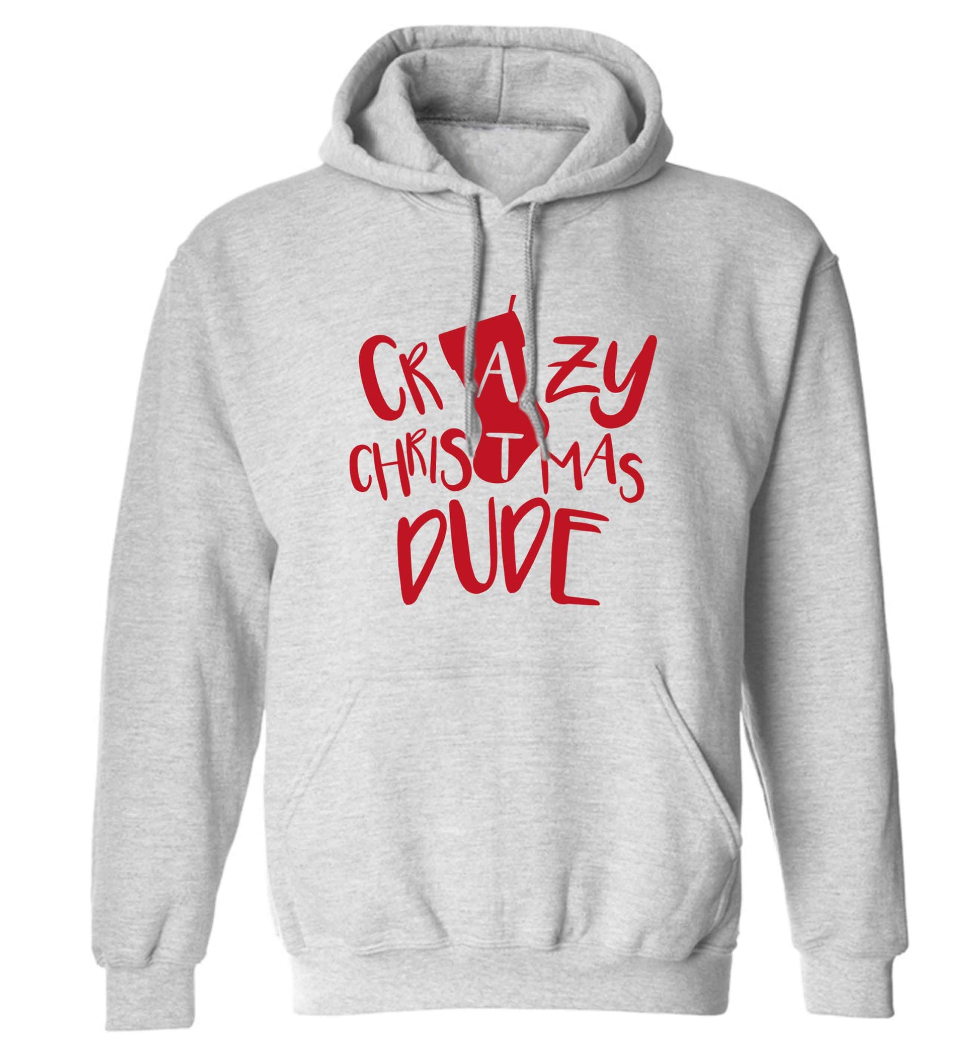 Crazy Christmas Dude adults unisex grey hoodie 2XL