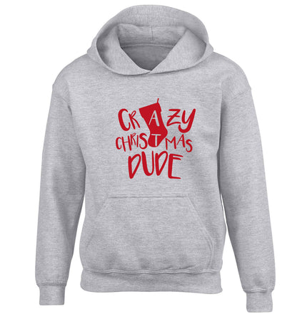Crazy Christmas Dude children's grey hoodie 12-13 Years