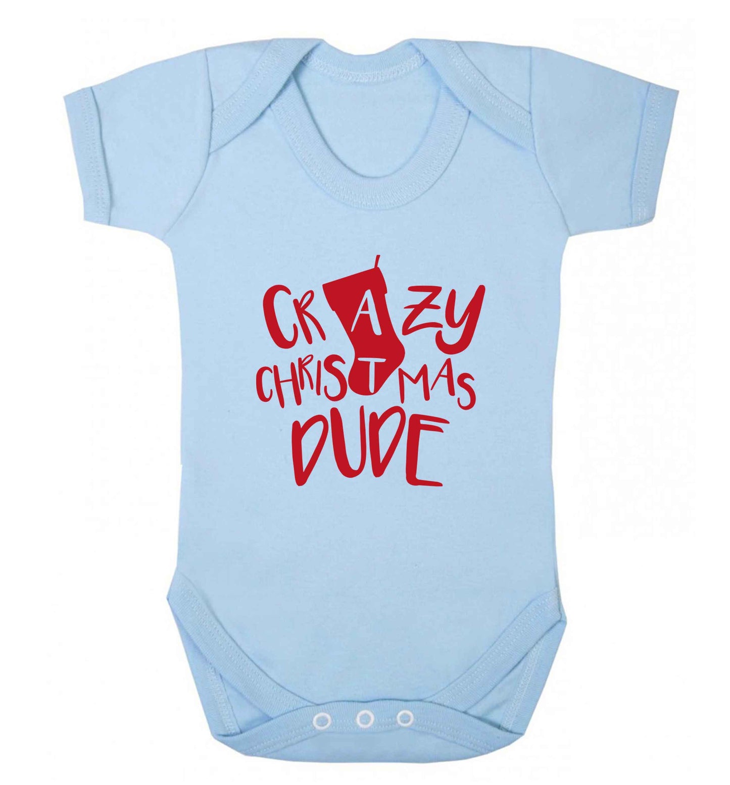 Crazy Christmas Dude baby vest pale blue 18-24 months