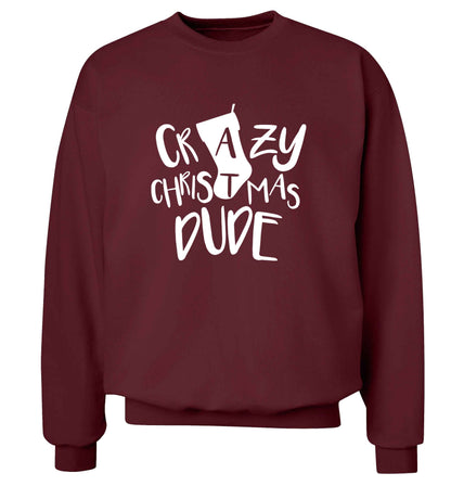 Crazy Christmas Dude adult's unisex maroon sweater 2XL