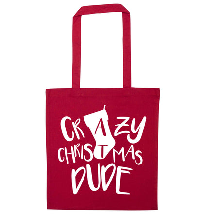 Crazy Christmas Dude red tote bag