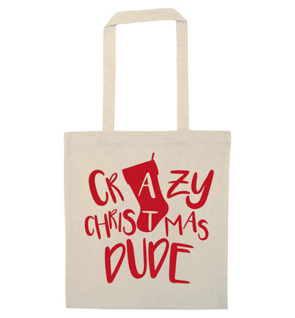 Crazy Christmas Dude natural tote bag