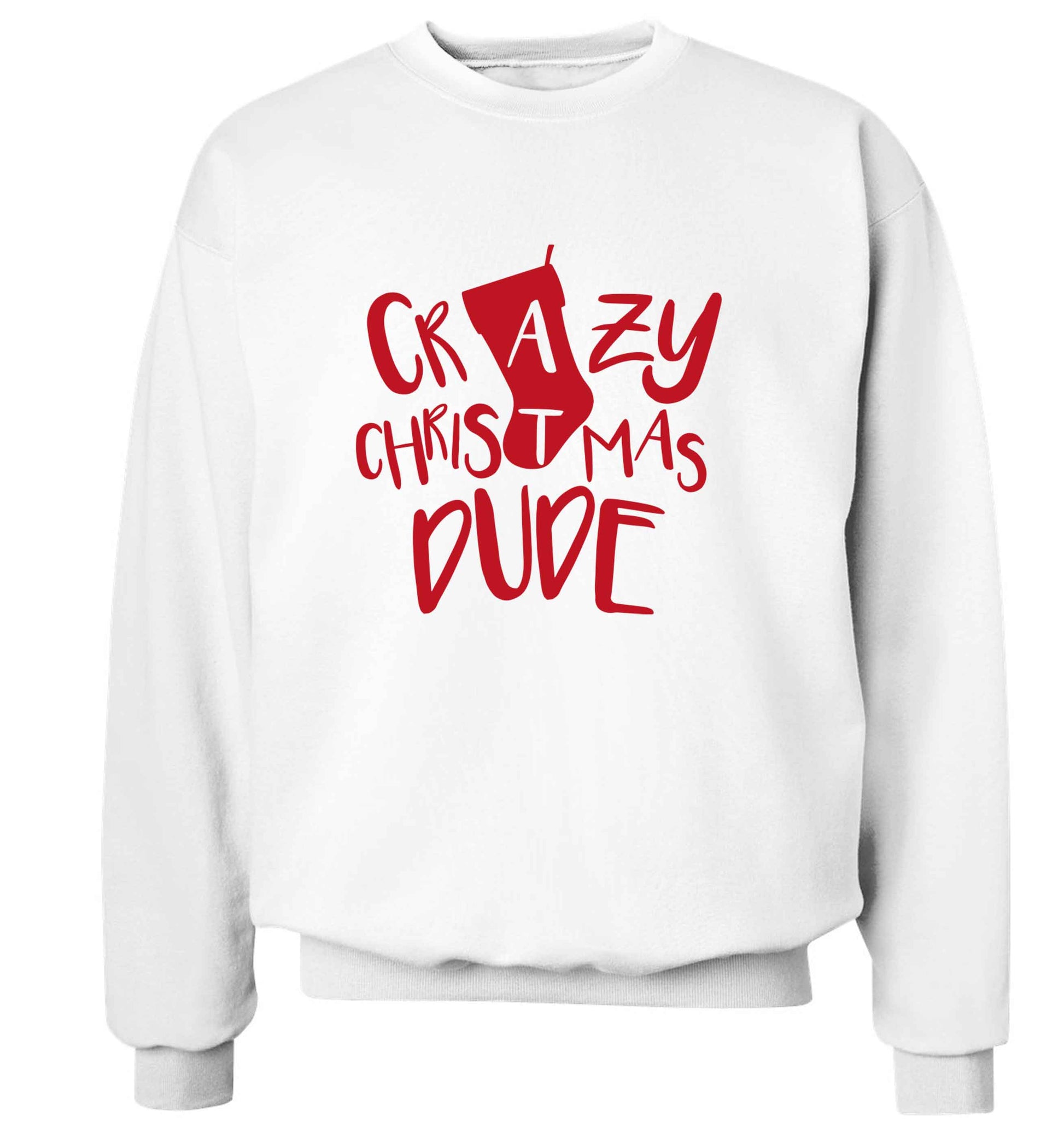 Crazy Christmas Dude adult's unisex white sweater 2XL