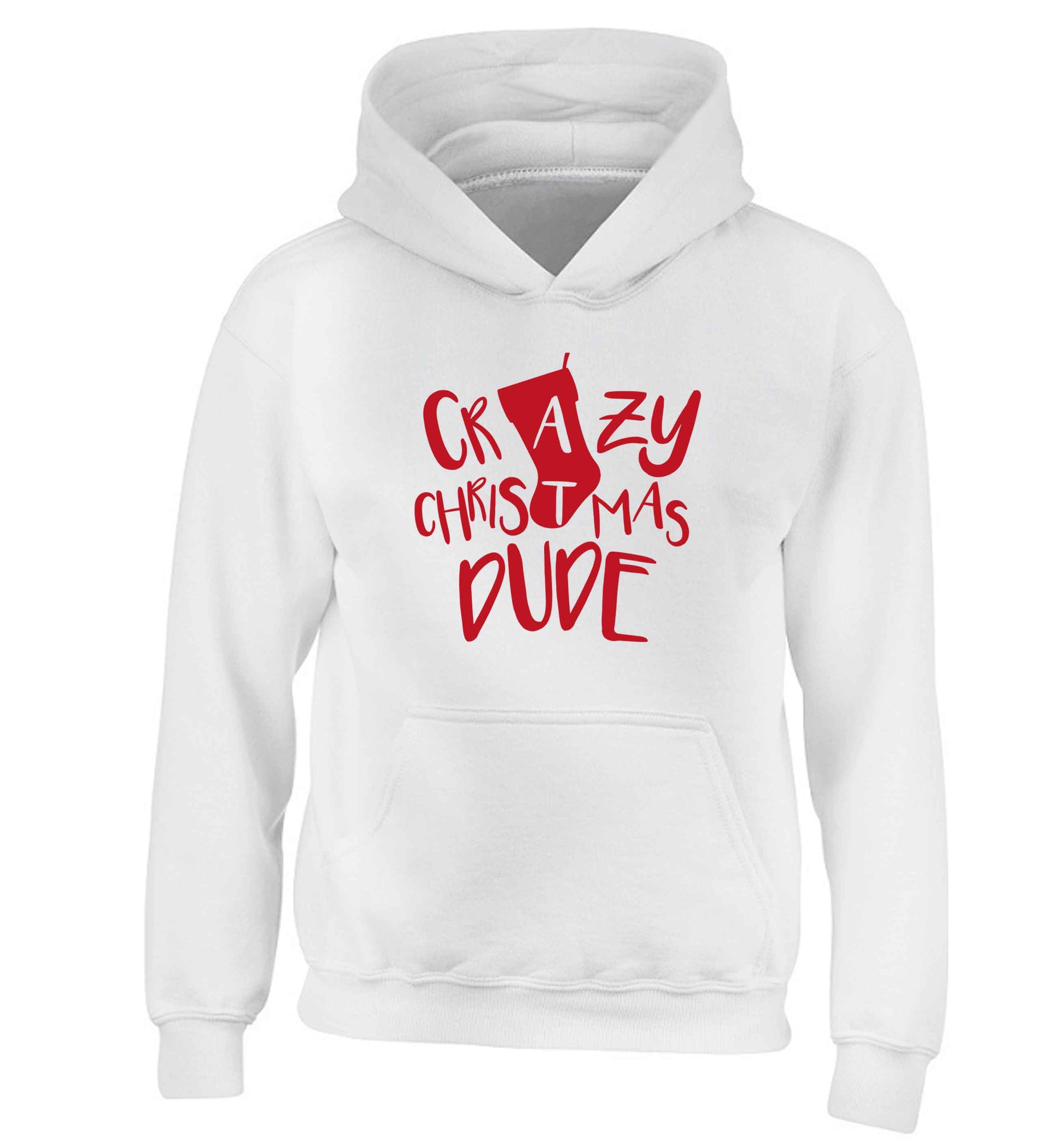 Crazy Christmas Dude children's white hoodie 12-13 Years