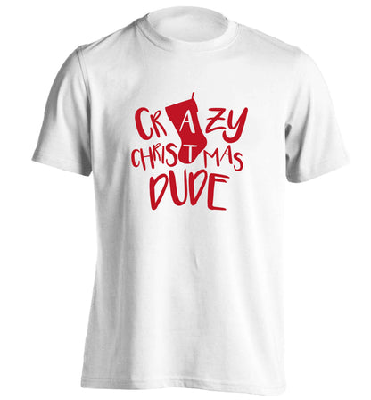 Crazy Christmas Dude adults unisex white Tshirt 2XL