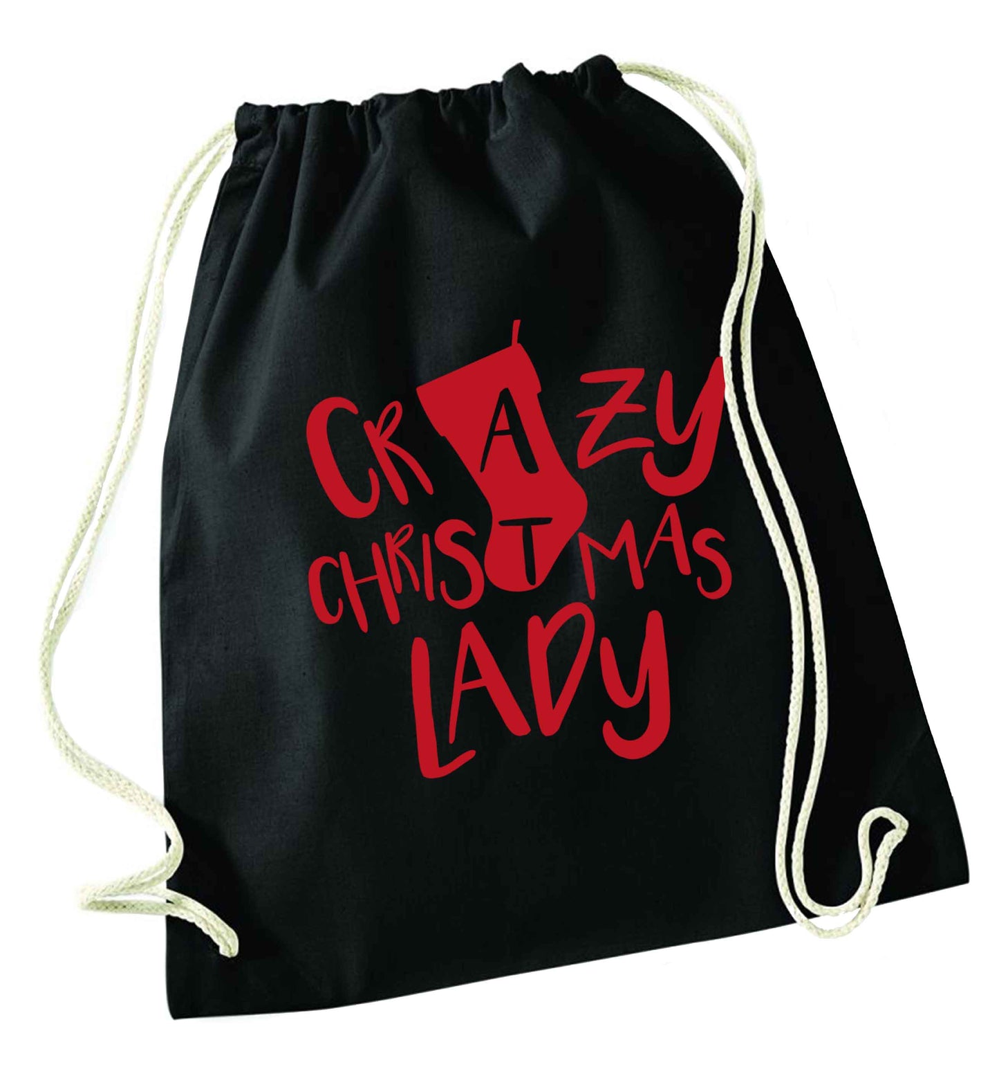 Crazy Christmas Dude black drawstring bag