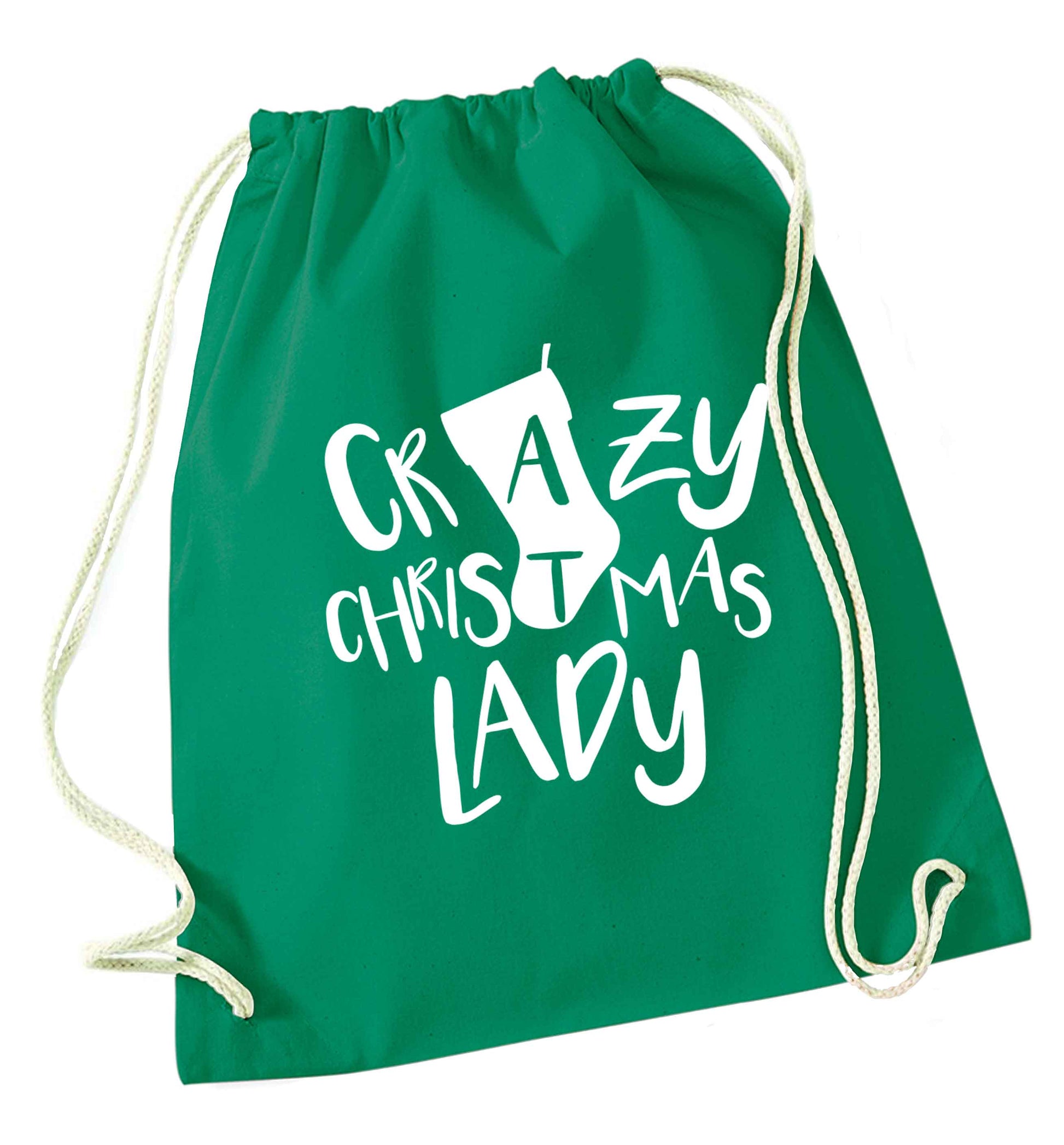 Crazy Christmas Dude green drawstring bag