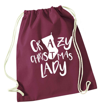 Crazy Christmas Dude maroon drawstring bag