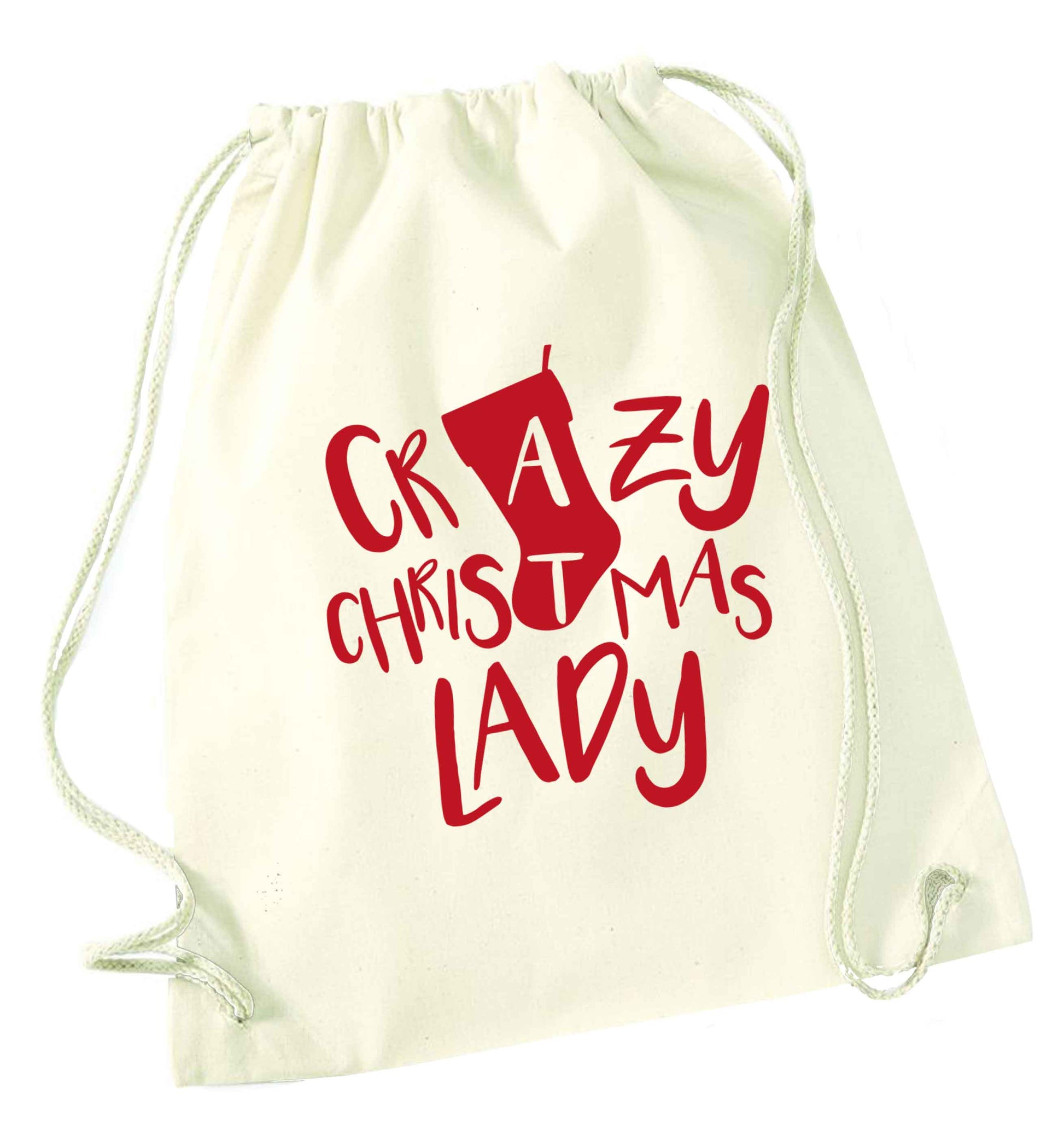 Crazy Christmas Dude natural drawstring bag