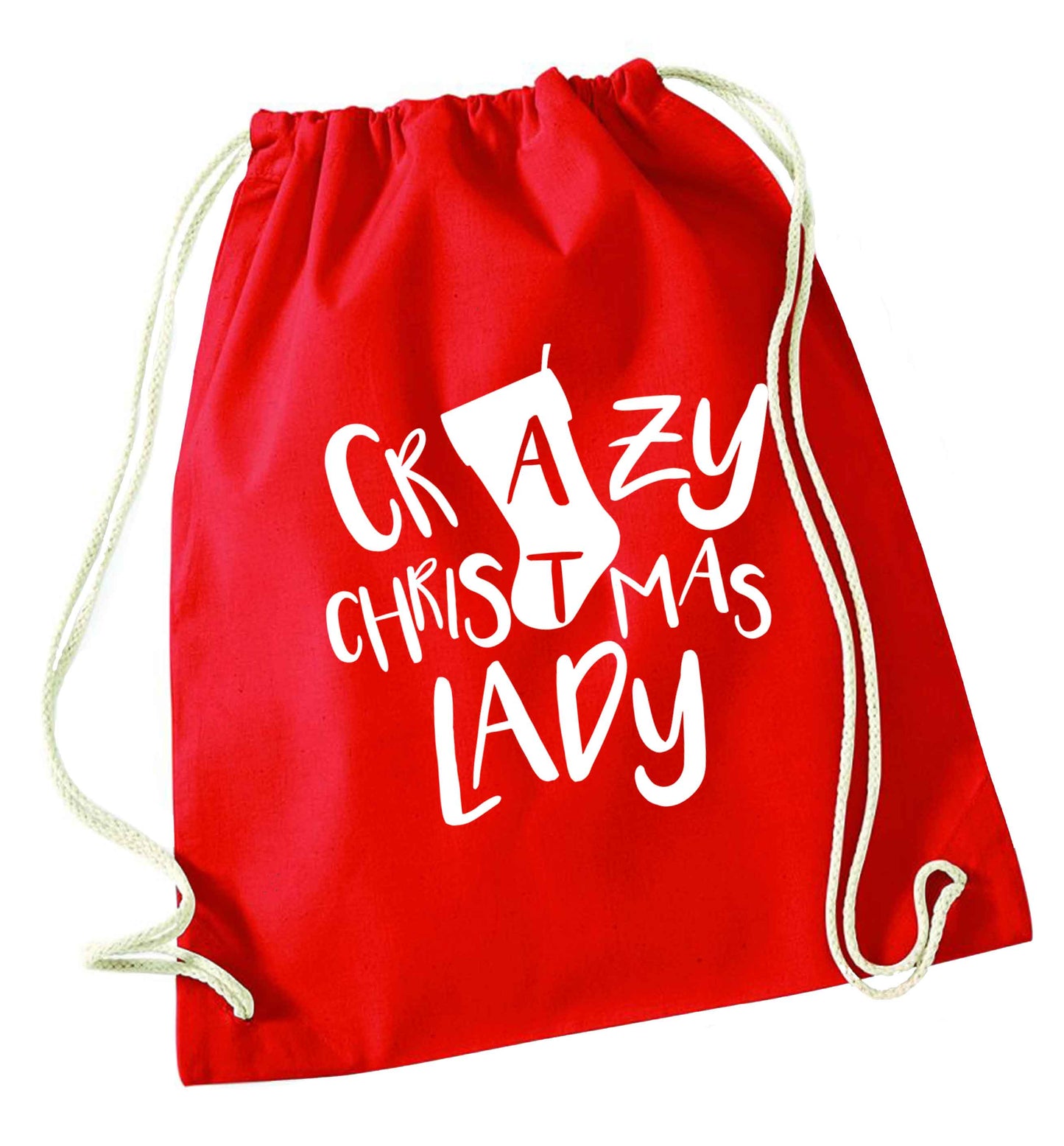 Crazy Christmas Dude red drawstring bag 