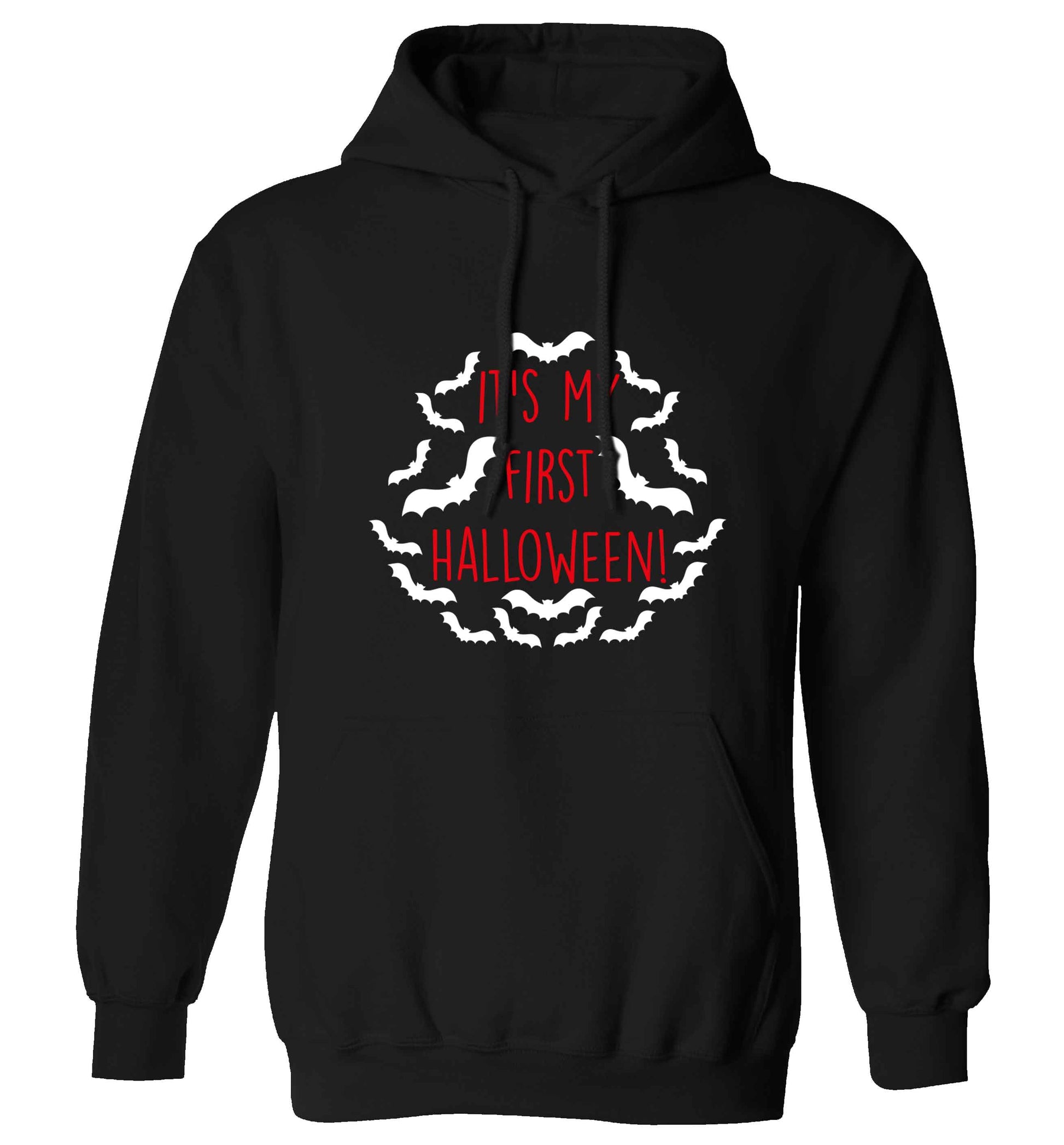 It's my first halloween - bat border adults unisex black hoodie 2XL