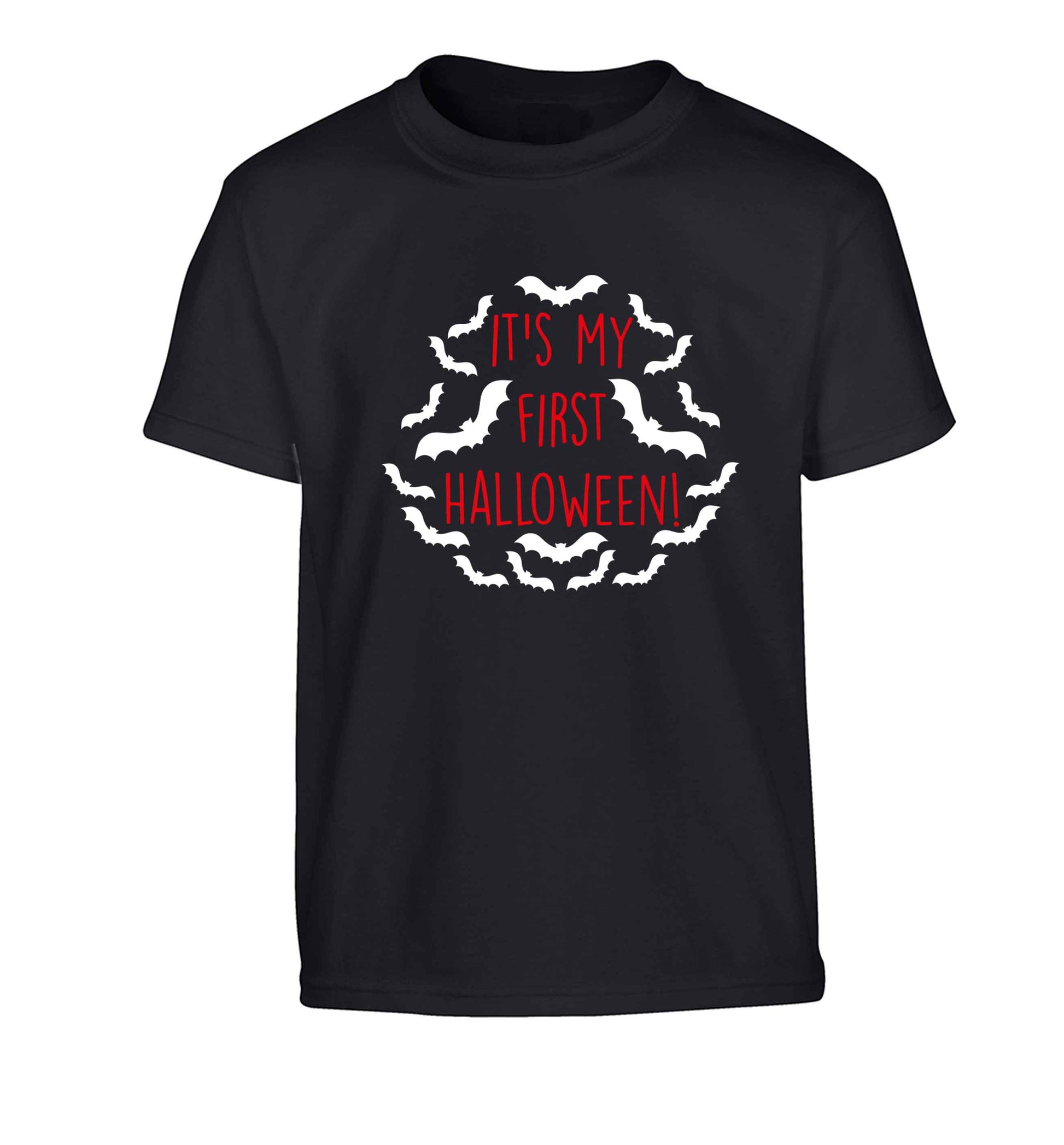It's my first halloween - bat border Children's black Tshirt 12-13 Years