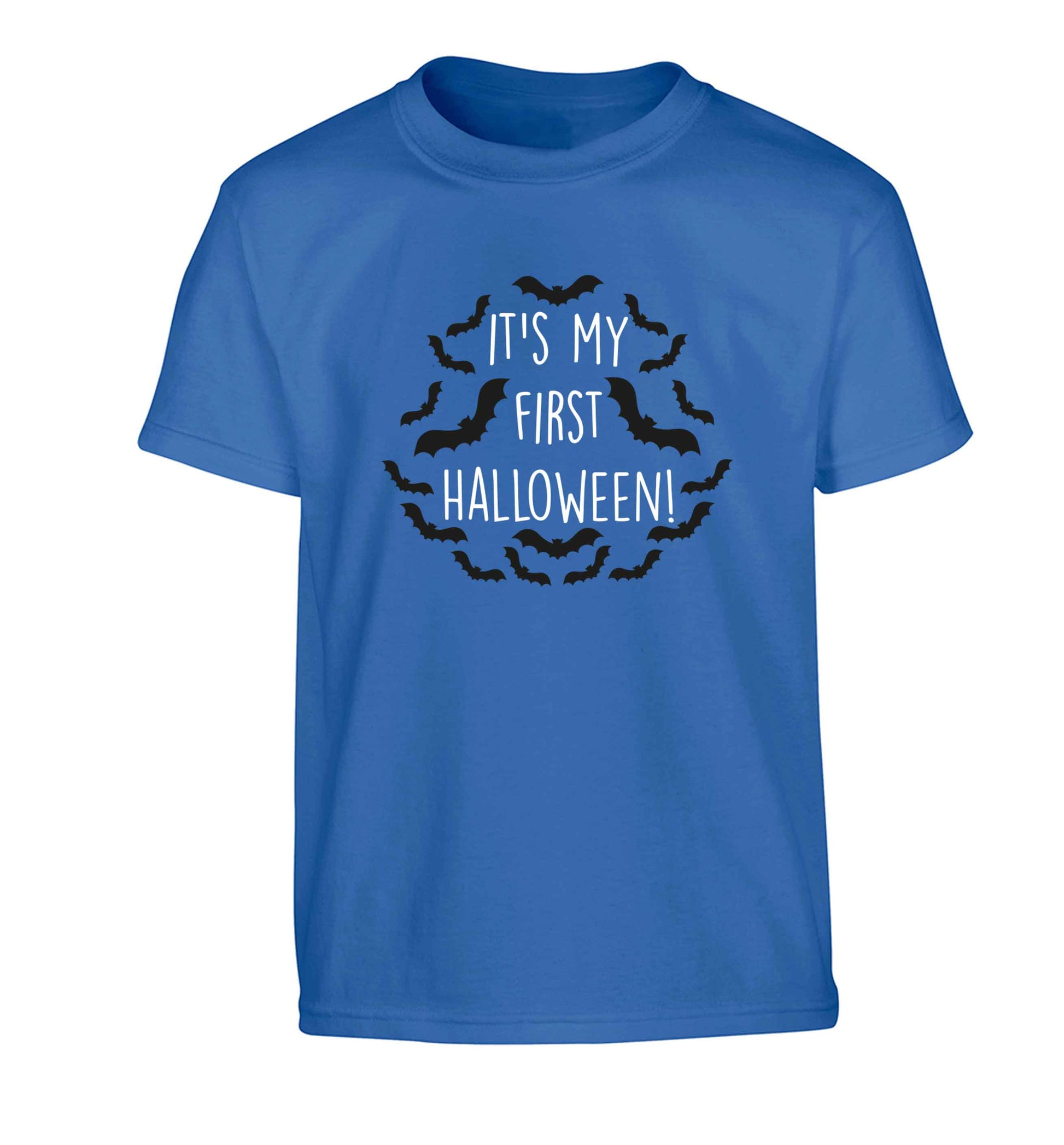 It's my first halloween - bat border Children's blue Tshirt 12-13 Years