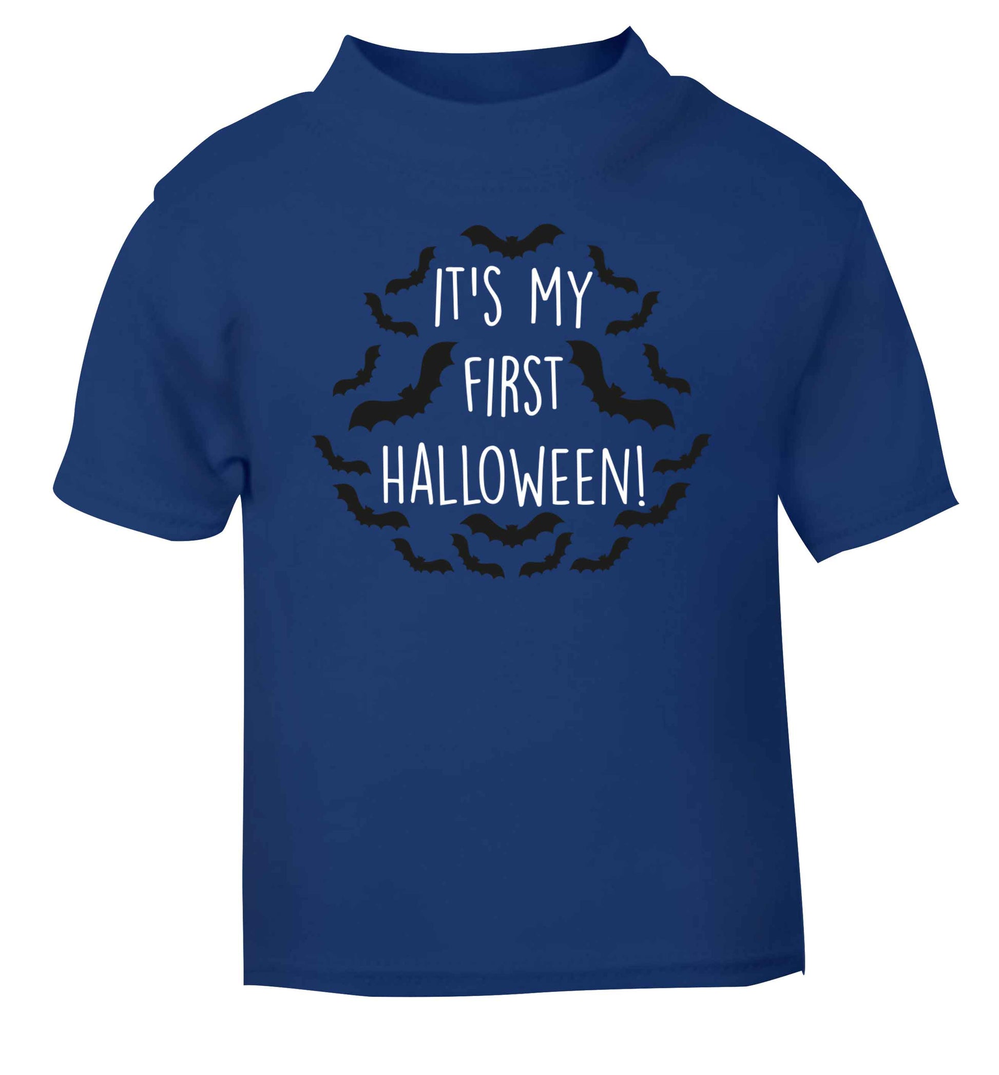 It's my first halloween - bat border blue baby toddler Tshirt 2 Years