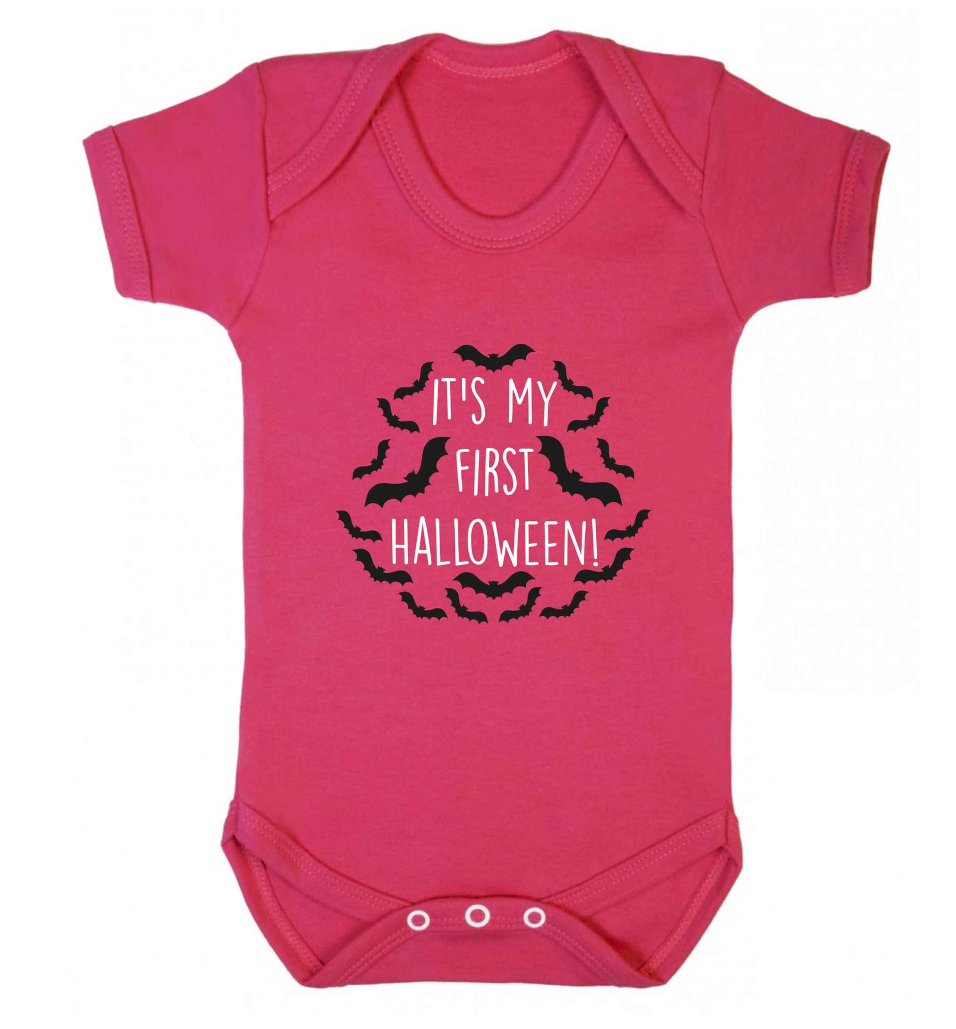 It's my first halloween - bat border baby vest dark pink 18-24 months