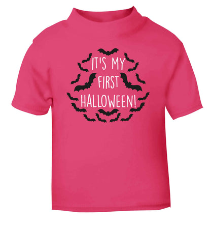 It's my first halloween - bat border pink baby toddler Tshirt 2 Years