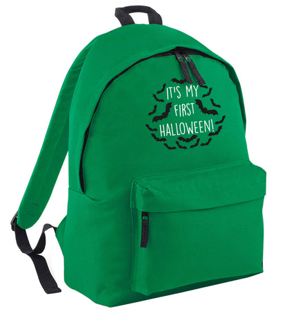 It's my first halloween - bat border green adults backpack