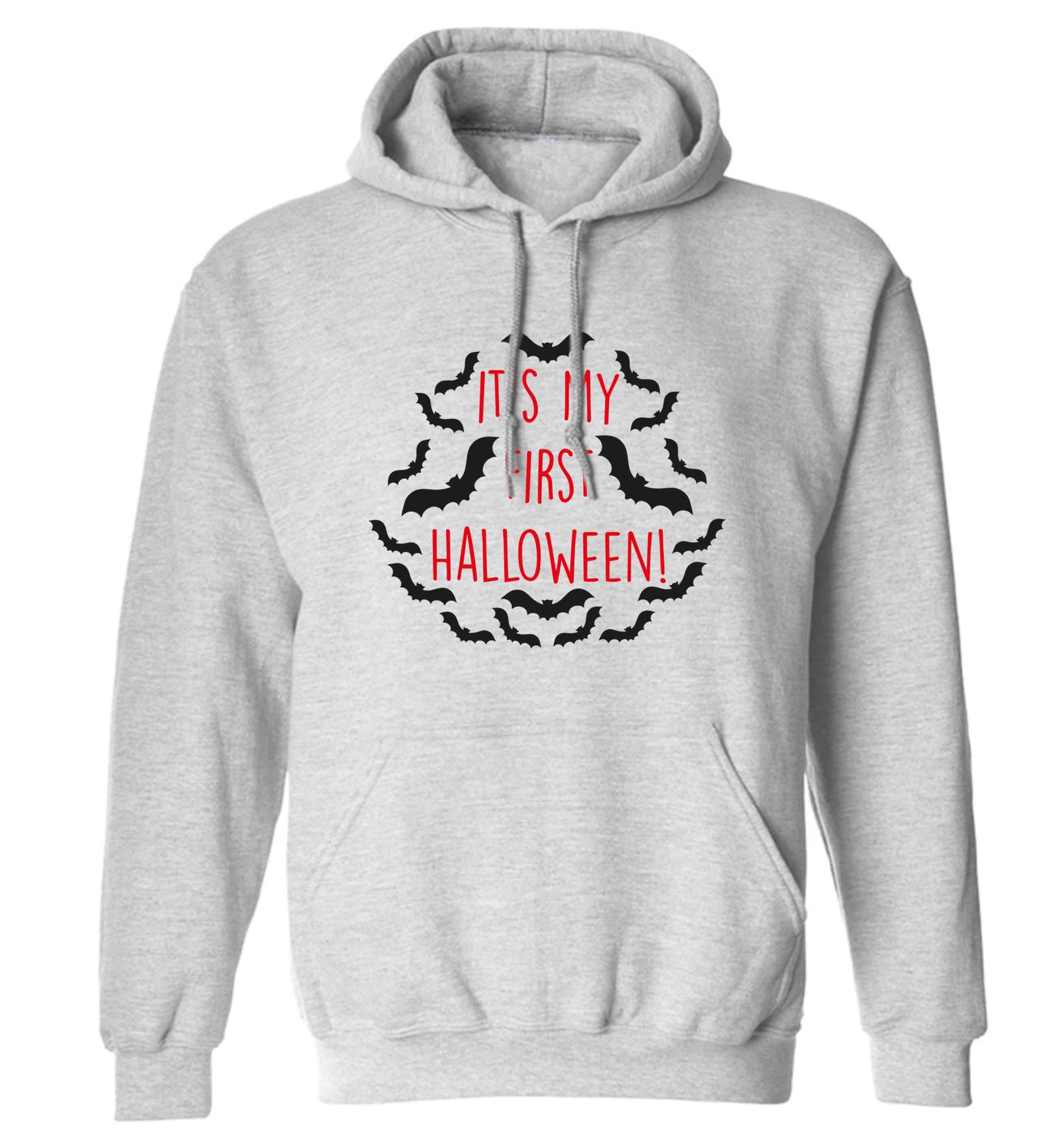 It's my first halloween - bat border adults unisex grey hoodie 2XL