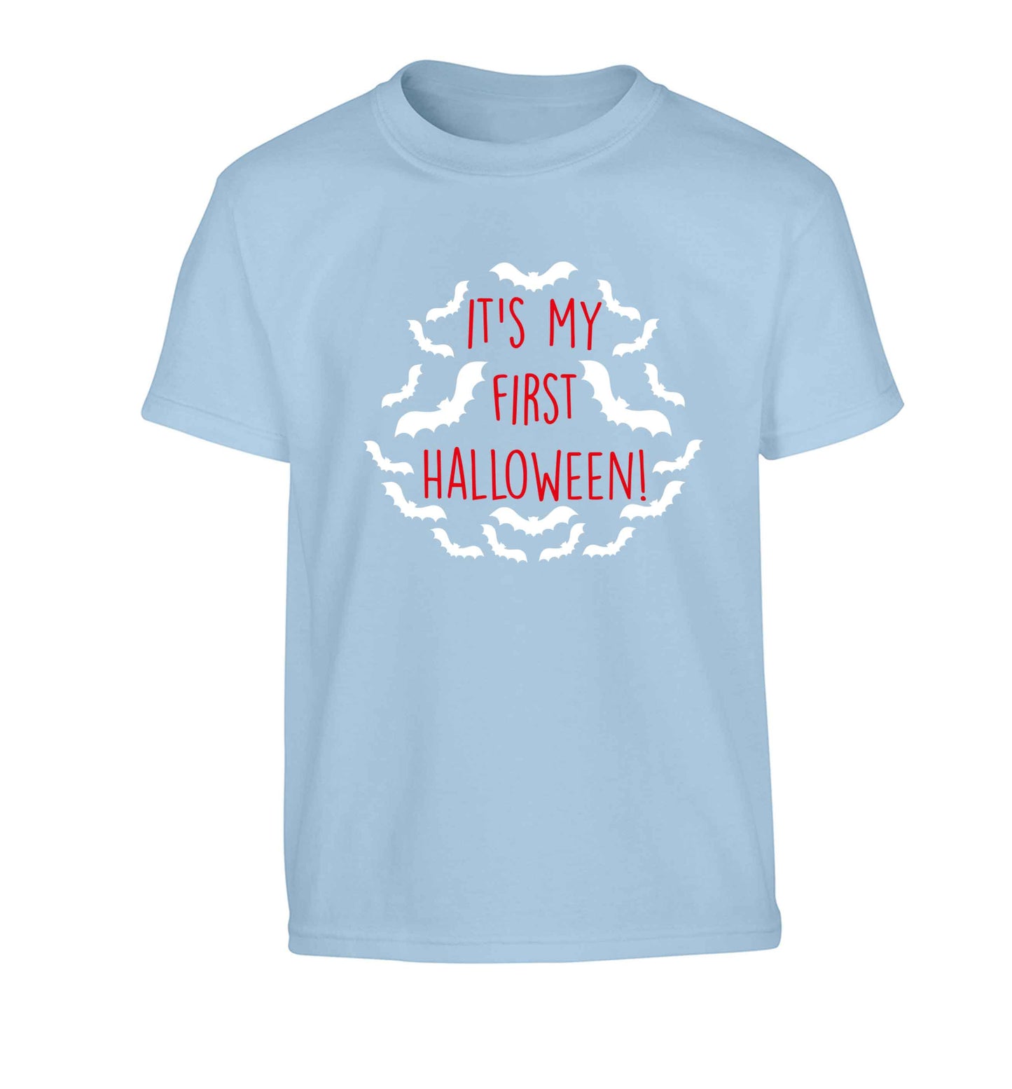 It's my first halloween - bat border Children's light blue Tshirt 12-13 Years