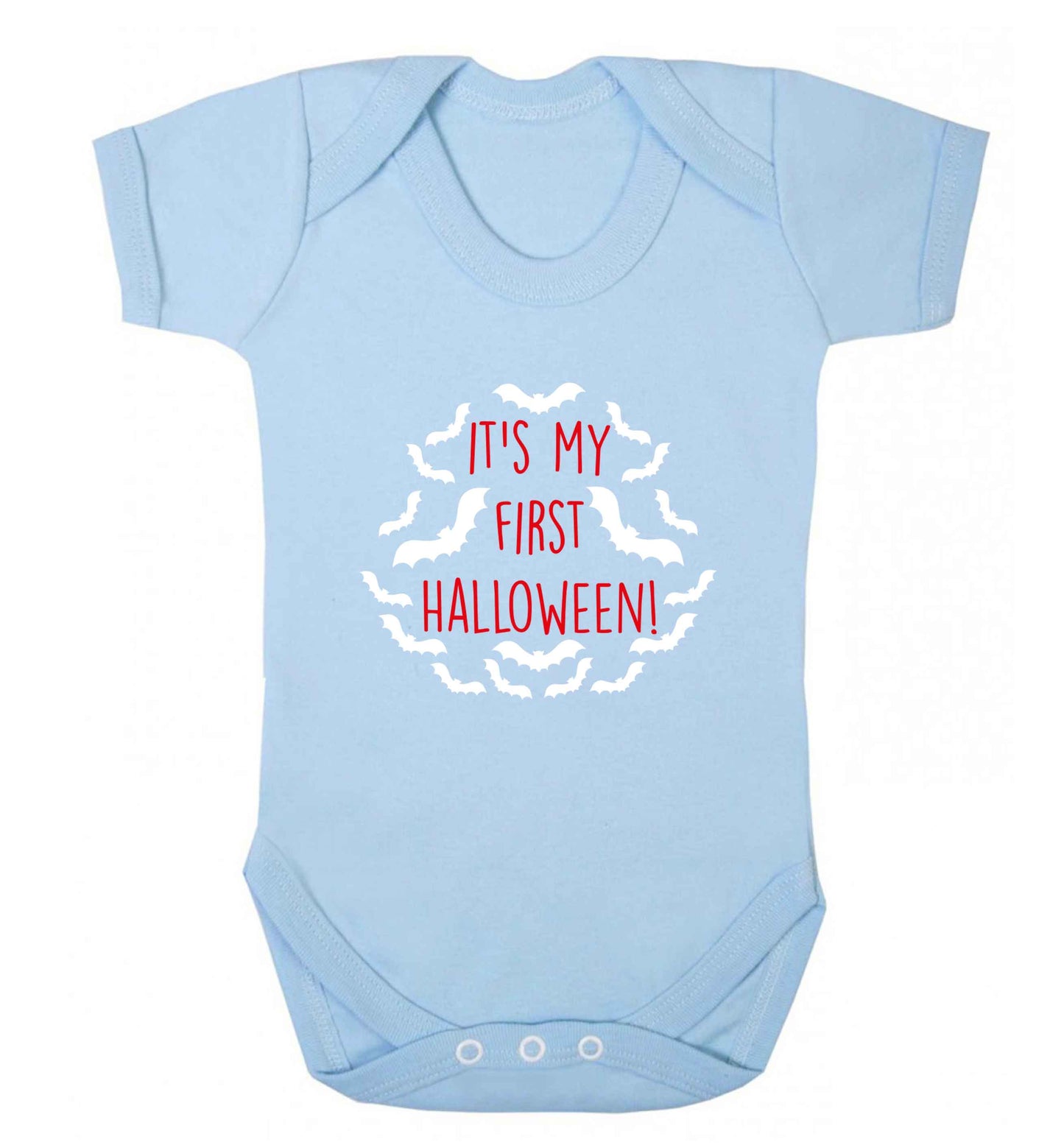 It's my first halloween - bat border baby vest pale blue 18-24 months