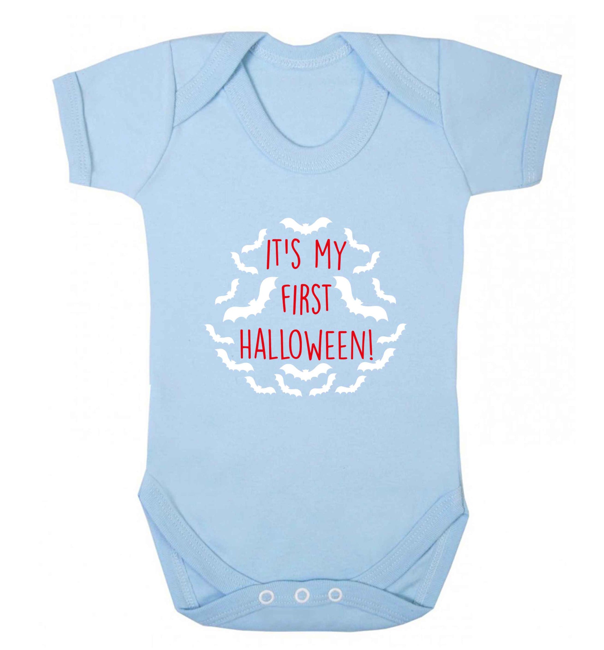 It's my first halloween - bat border baby vest pale blue 18-24 months