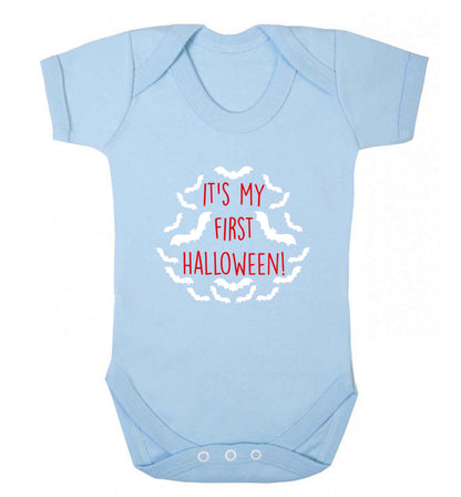 It's my first halloween - bat border baby vest pale blue 18-24 months