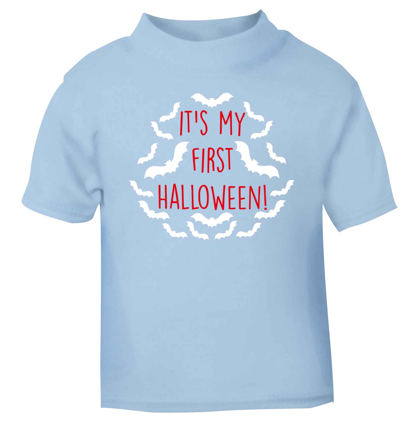 It's my first halloween - bat border light blue baby toddler Tshirt 2 Years