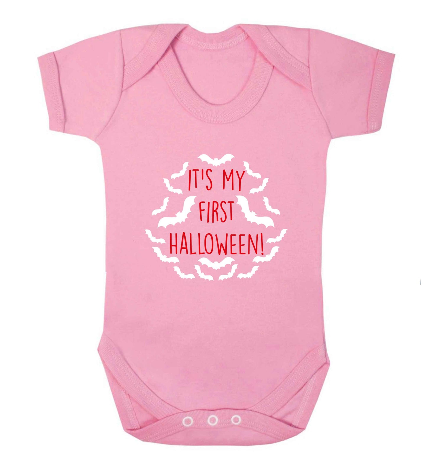 It's my first halloween - bat border baby vest pale pink 18-24 months
