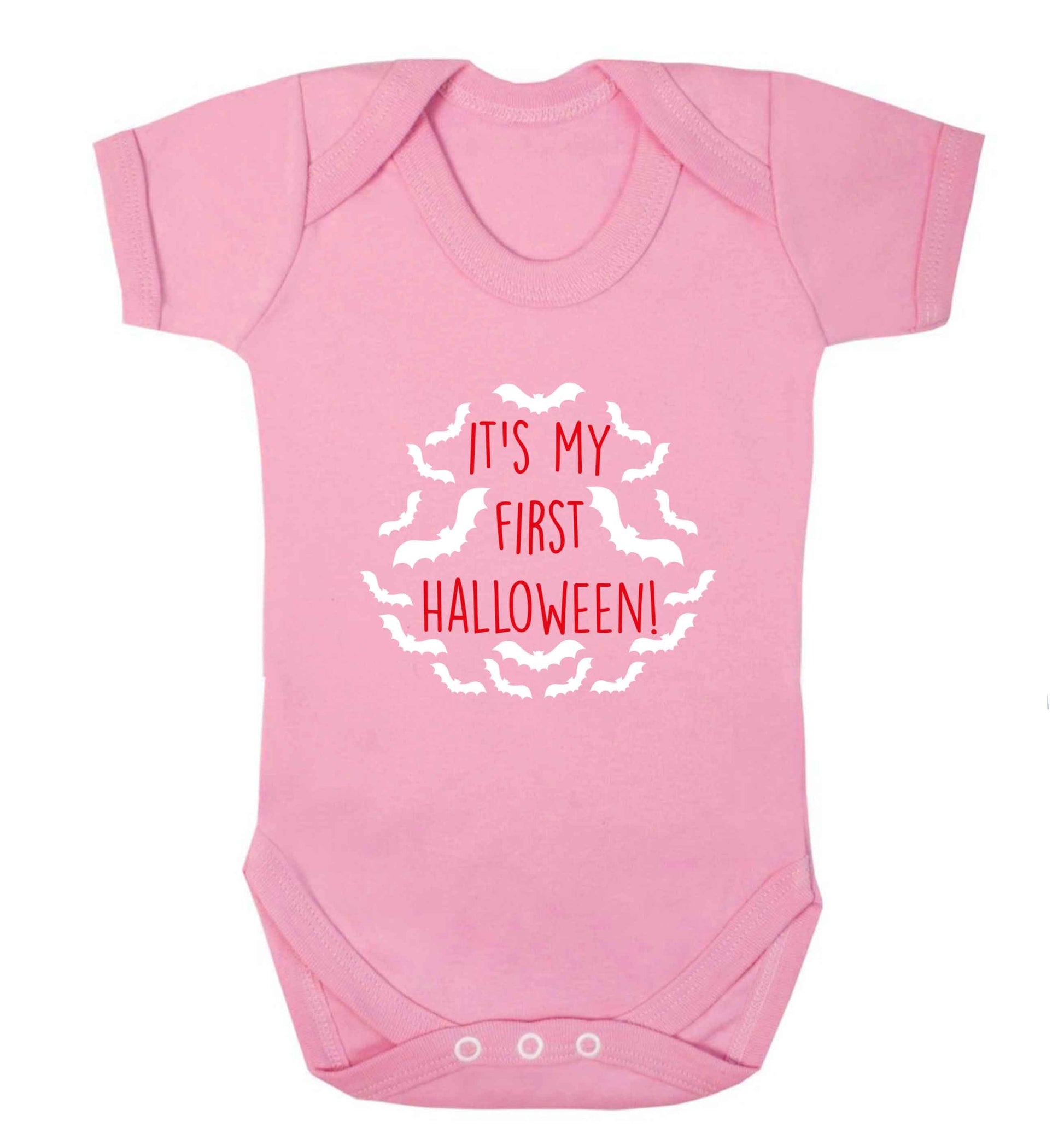 It's my first halloween - bat border baby vest pale pink 18-24 months