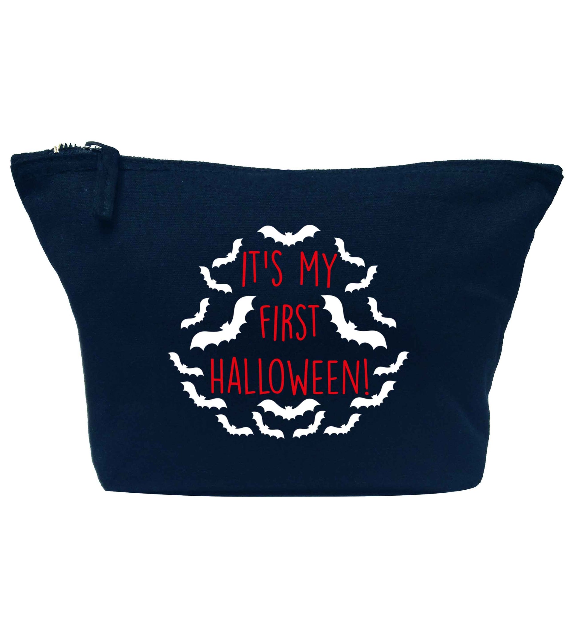 It's my first halloween - bat border navy makeup bag