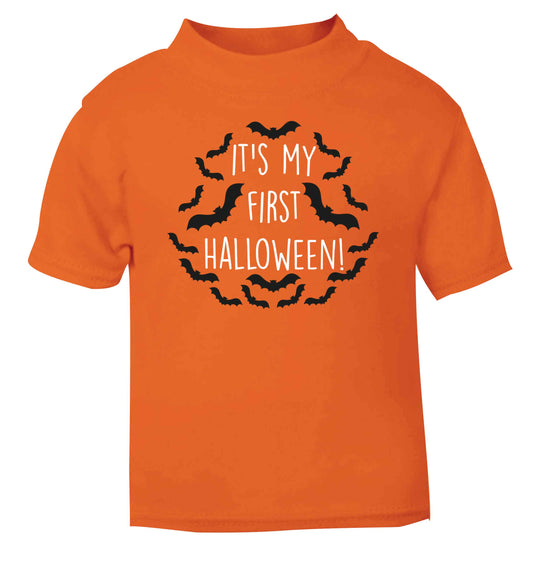 It's my first halloween - bat border orange baby toddler Tshirt 2 Years