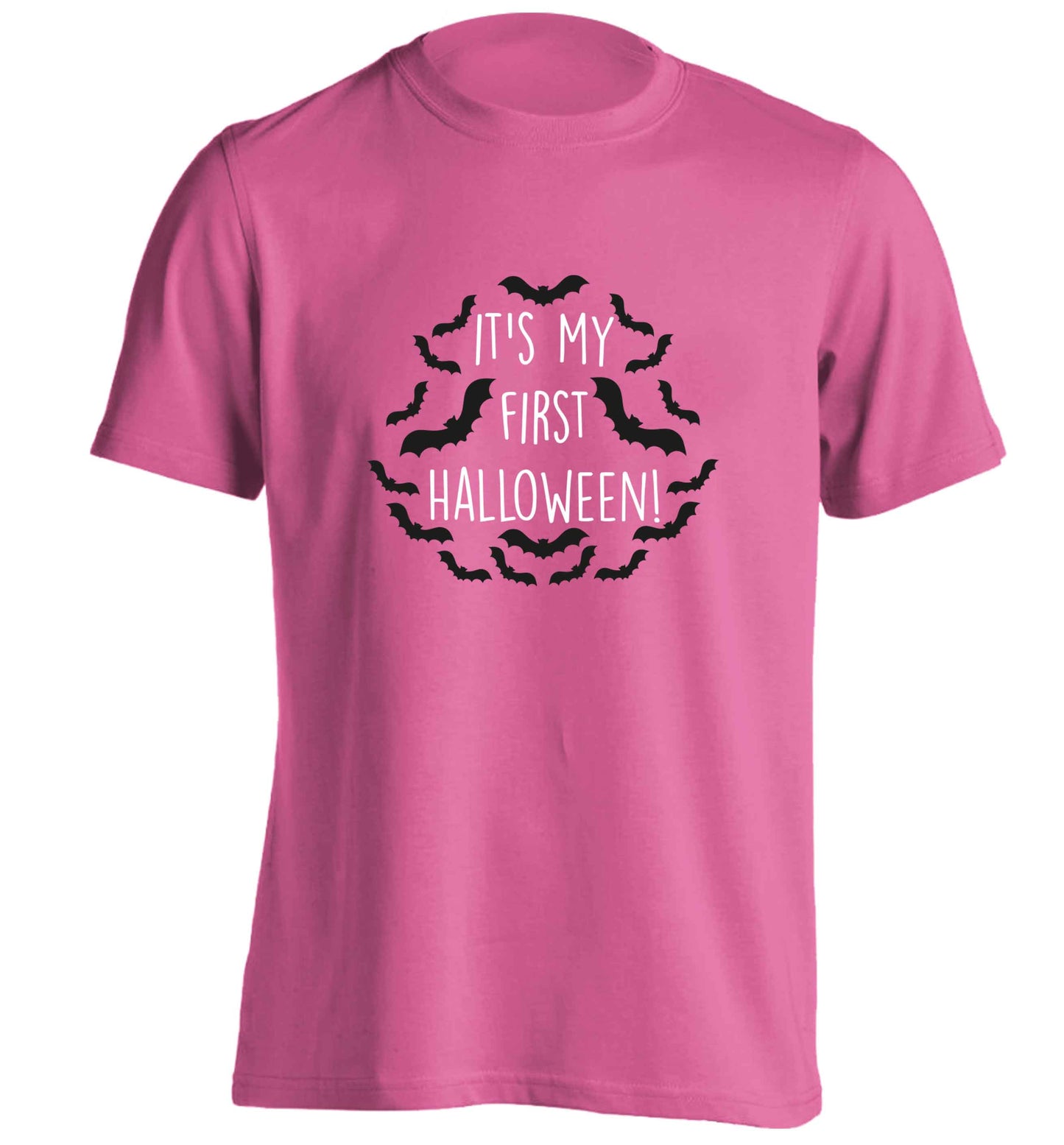 It's my first halloween - bat border adults unisex pink Tshirt 2XL
