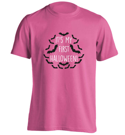 It's my first halloween - bat border adults unisex pink Tshirt 2XL