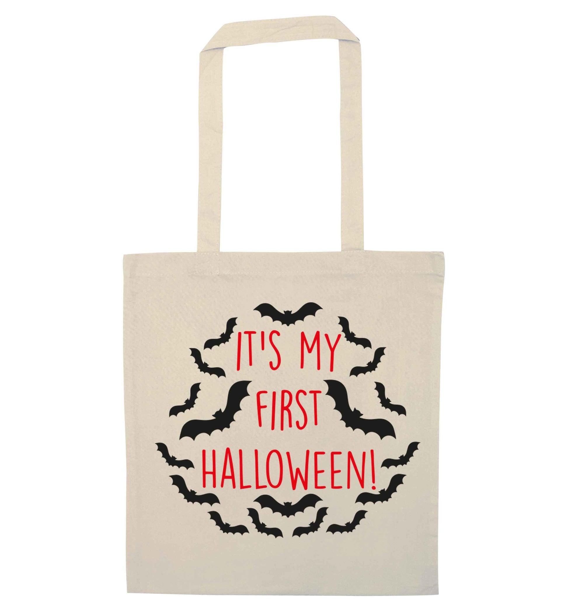 It's my first halloween - bat border natural tote bag