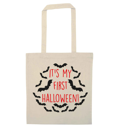 It's my first halloween - bat border natural tote bag