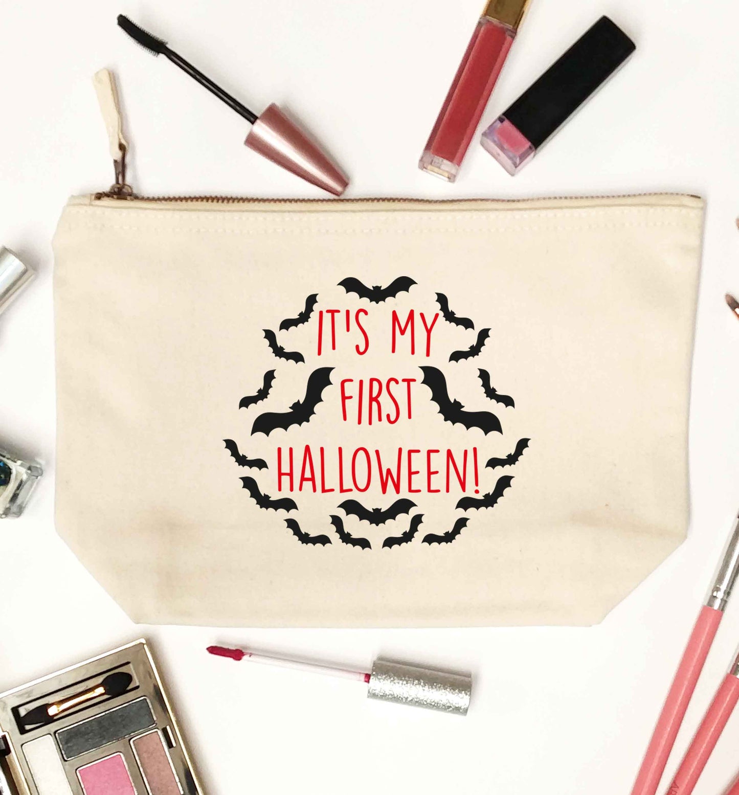 It's my first halloween - bat border natural makeup bag