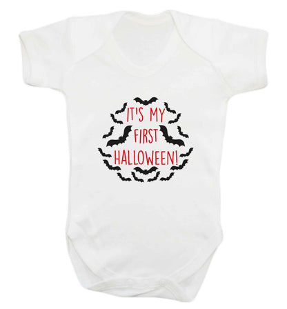 It's my first halloween - bat border baby vest white 18-24 months