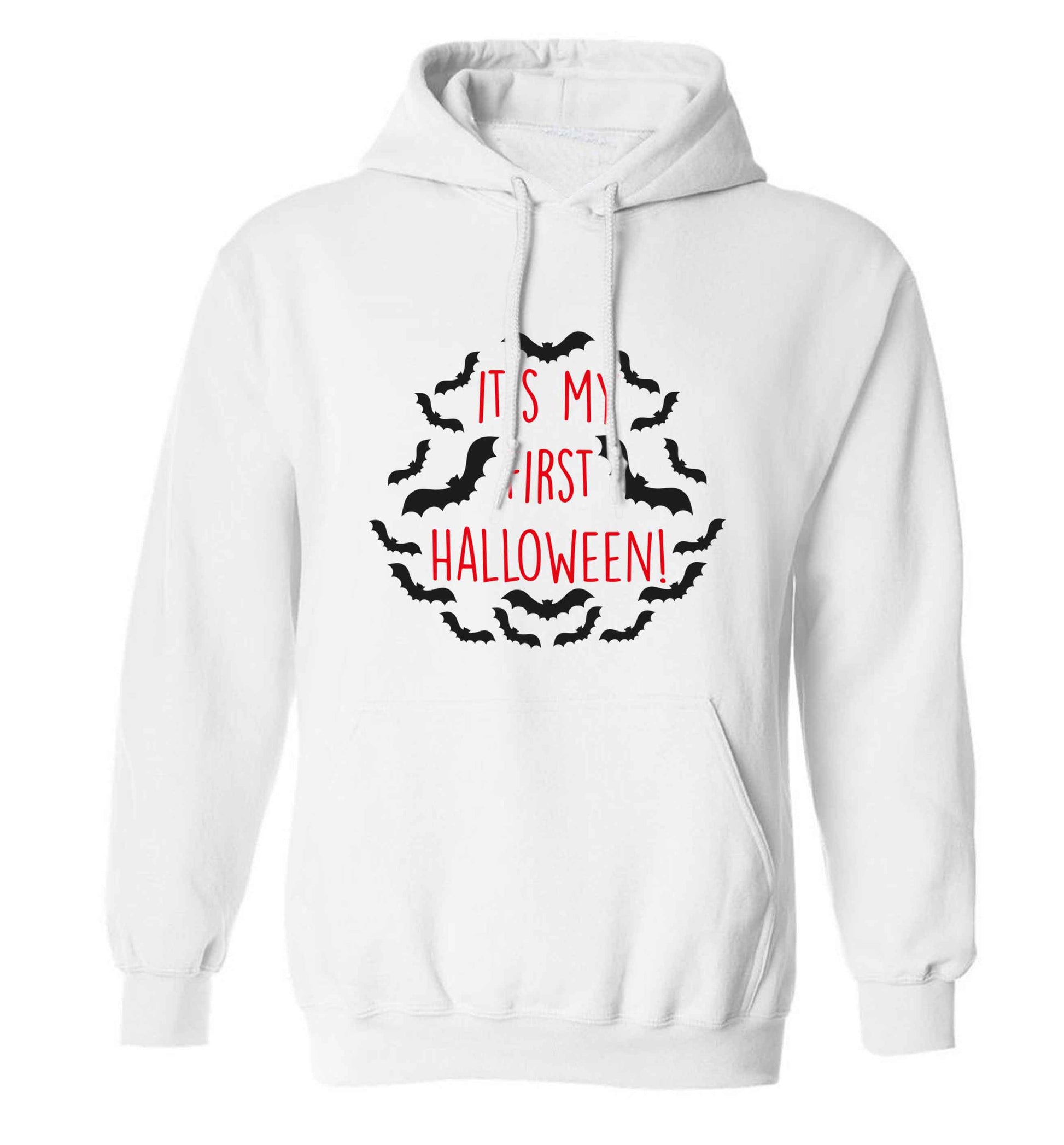 It's my first halloween - bat border adults unisex white hoodie 2XL