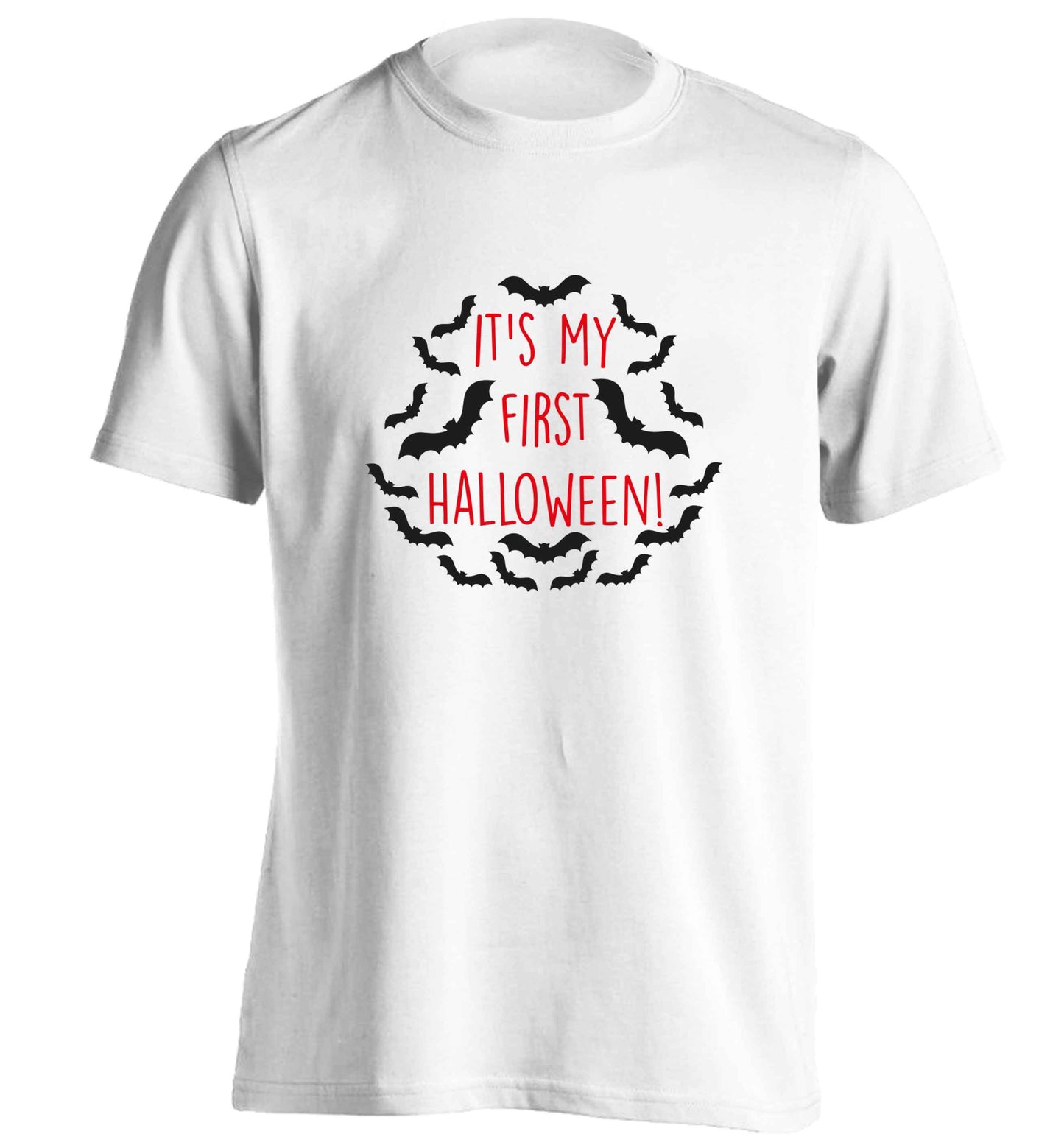 It's my first halloween - bat border adults unisex white Tshirt 2XL