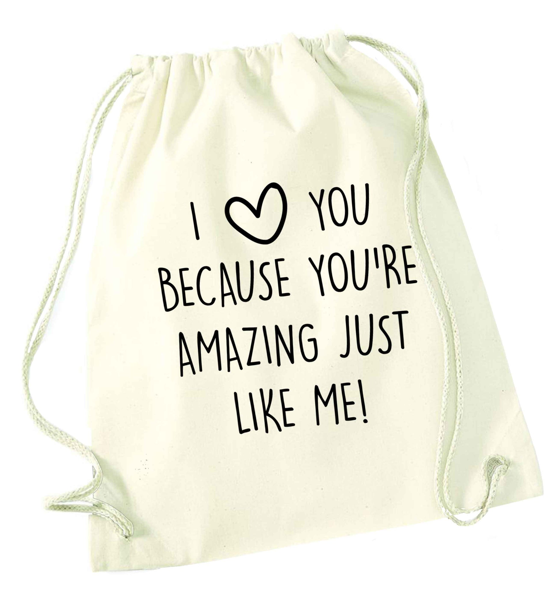 Girlfriend I love you to the moon and back natural drawstring bag