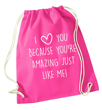 Girlfriend I love you to the moon and back pink drawstring bag