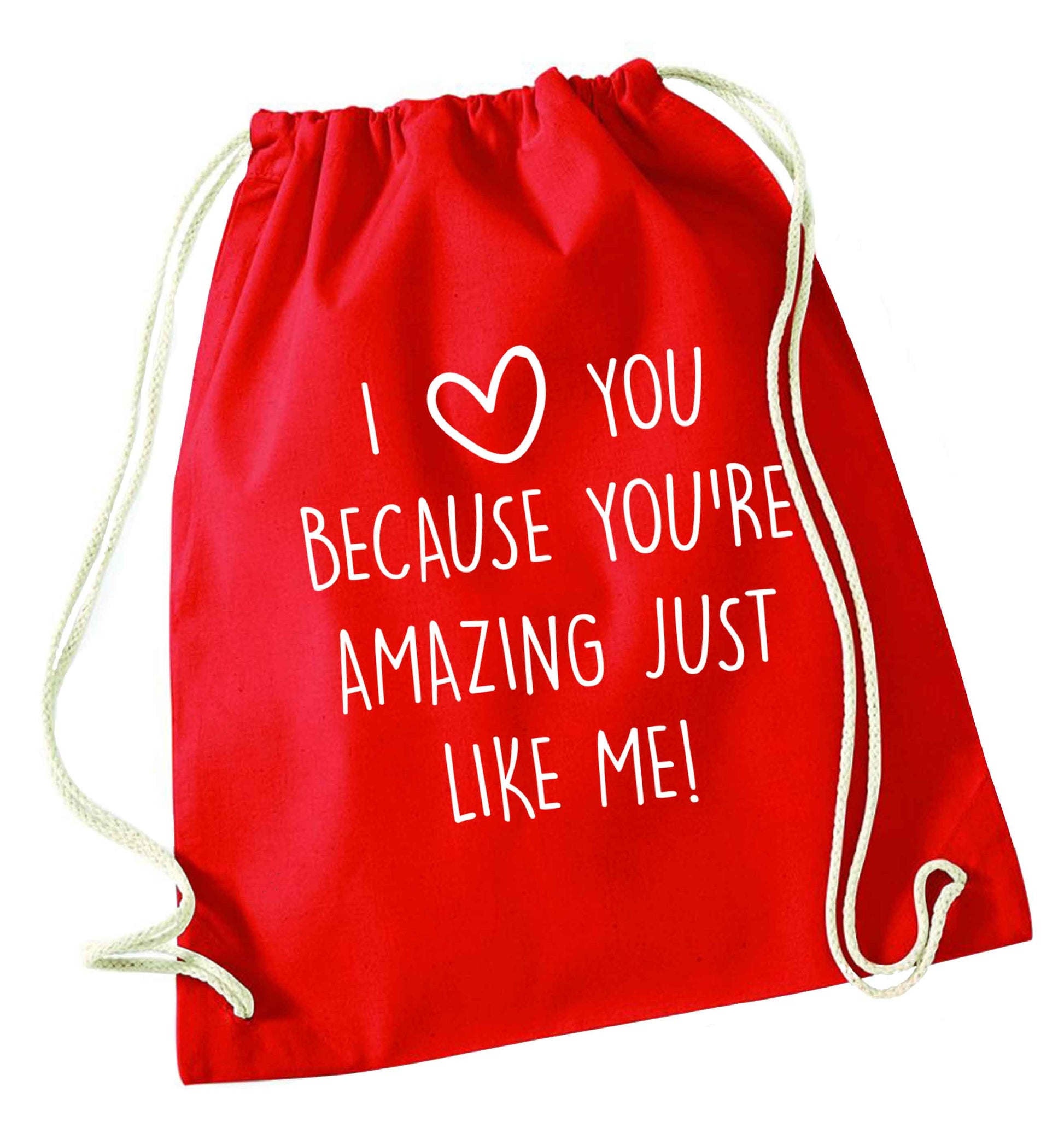 Girlfriend I love you to the moon and back red drawstring bag 
