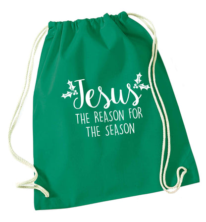 Jesus the reason for the season green drawstring bag