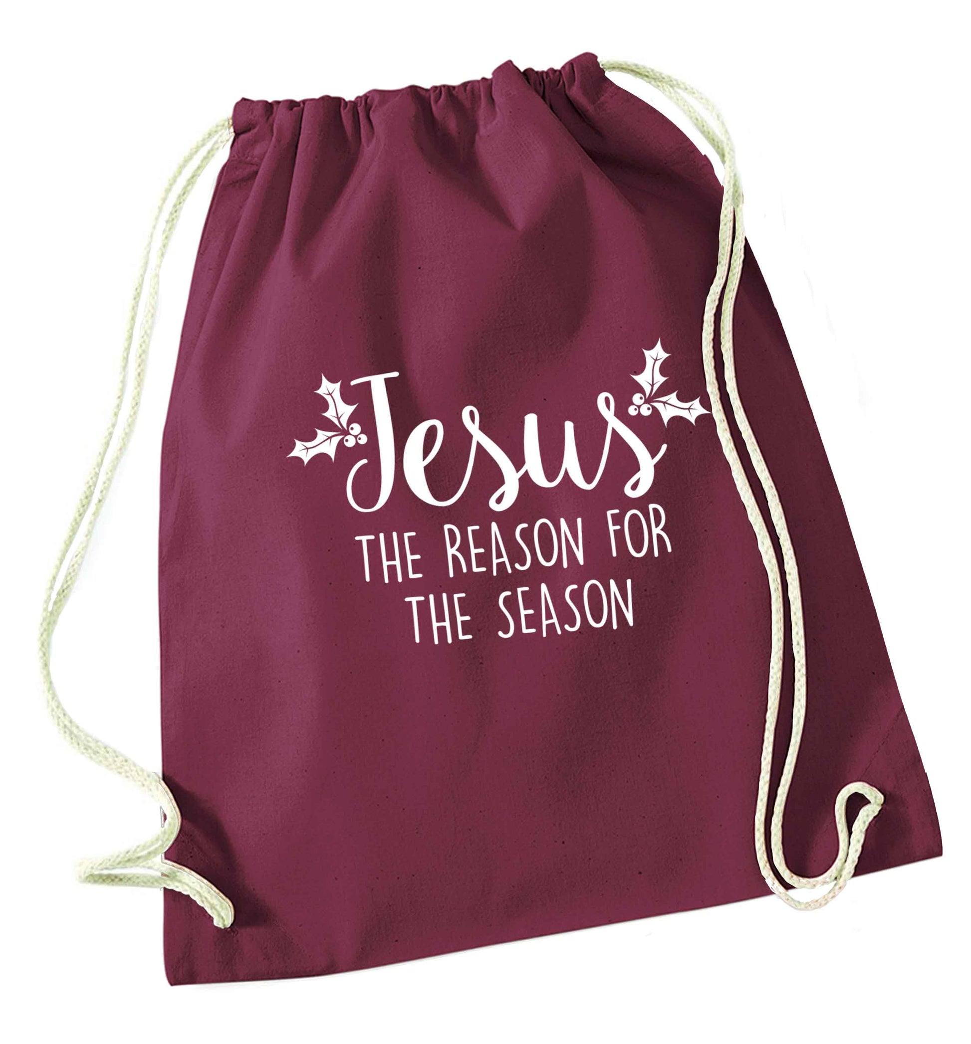 Jesus the reason for the season maroon drawstring bag