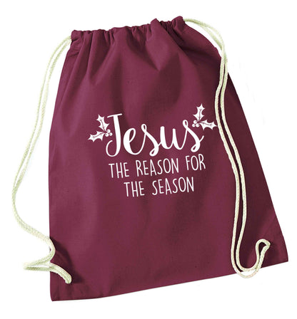 Jesus the reason for the season maroon drawstring bag